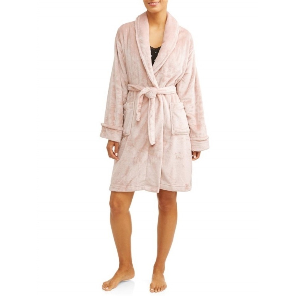 NWD etoile Luxurious Fleece Short Robe w/ Pockets O/S Blush Pink #84532